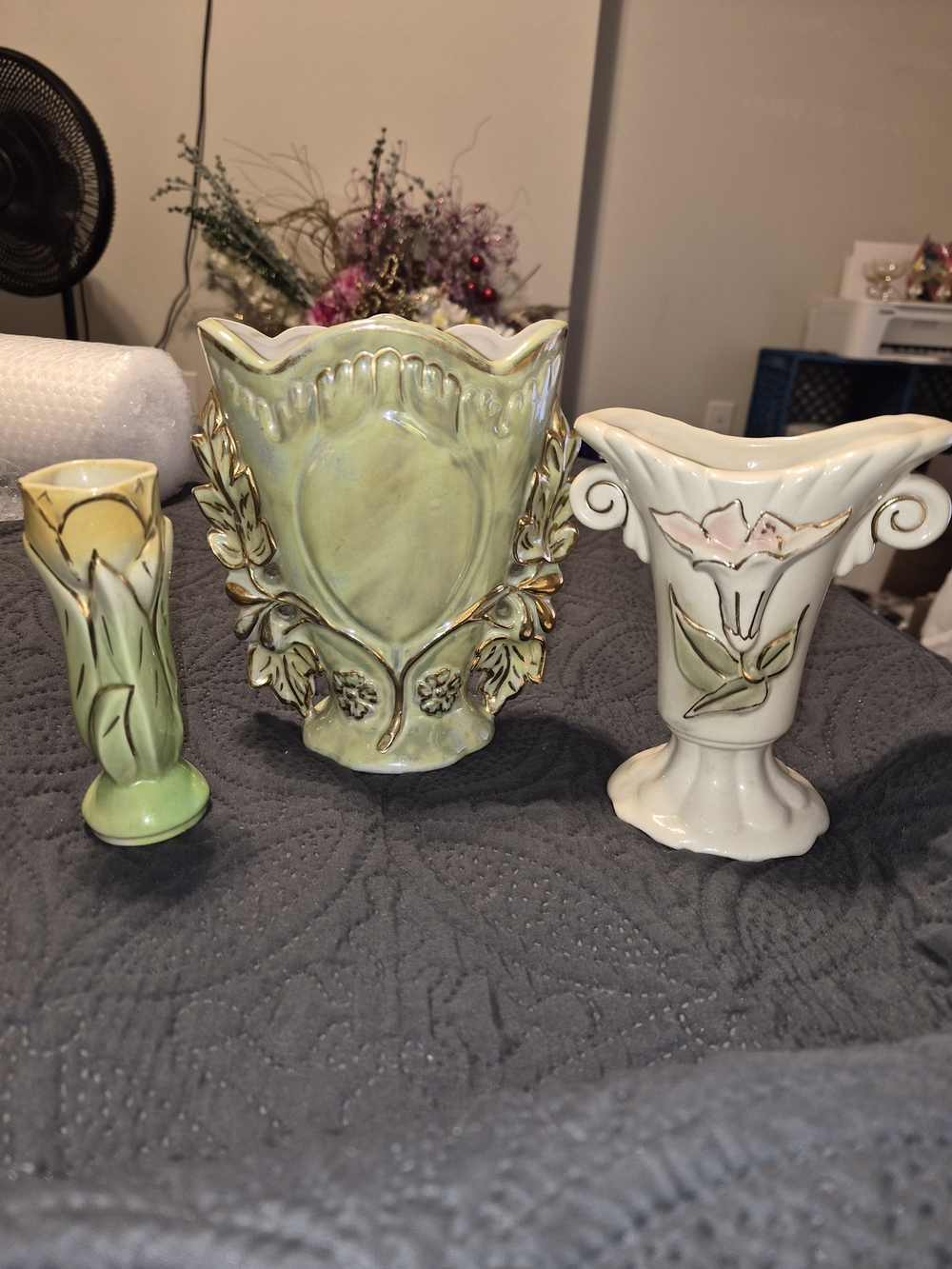 Vintage Mid Century Lusterware and Pottery Lot of 3
